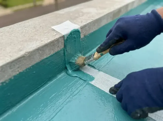 Reforço de juntas e cantos com manta de impermeabilização